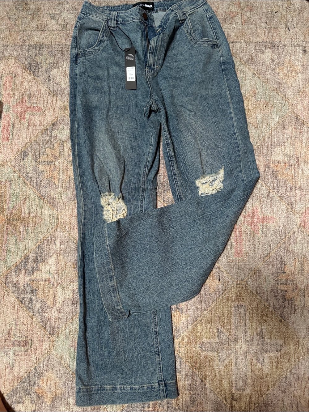 Fashion Nova Women's How it Goes Boyfriend Jeans - Blue